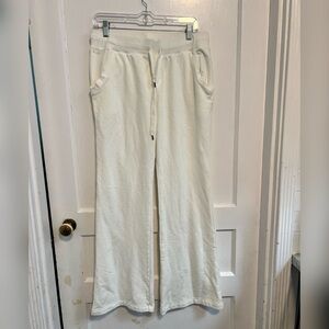 Norma Kamali Semi Flare White Wide Leg sweatpants Size L